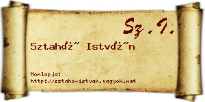 Sztahó István névjegykártya